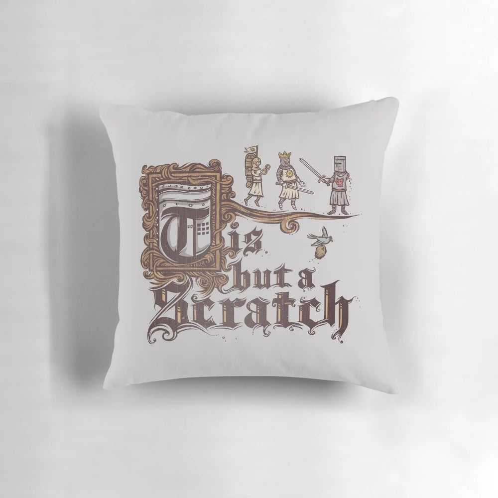 Tis But a Scratch Pillow featuring iconic Monty Python and the Holy Grail characters
