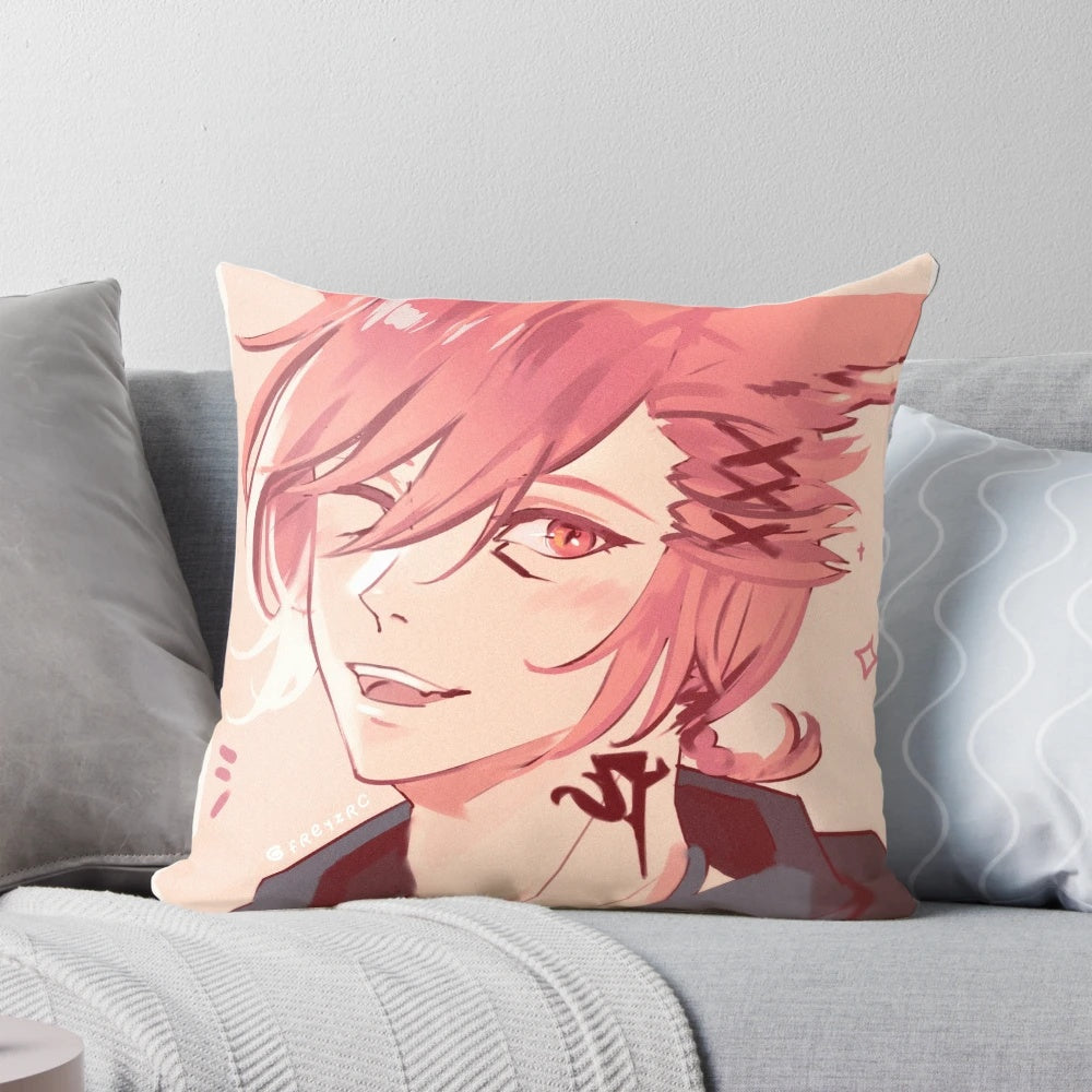 A plush and cozy pillow featuring the iconic character G'raha Tia from the hit MMORPG Final Fantasy XIV.