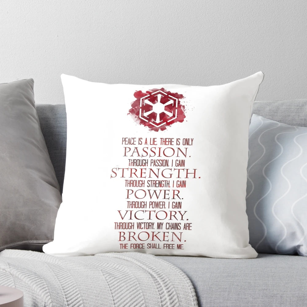 The Sith Code Pillow featuring the iconic Sith symbol, perfect for Star Wars fans