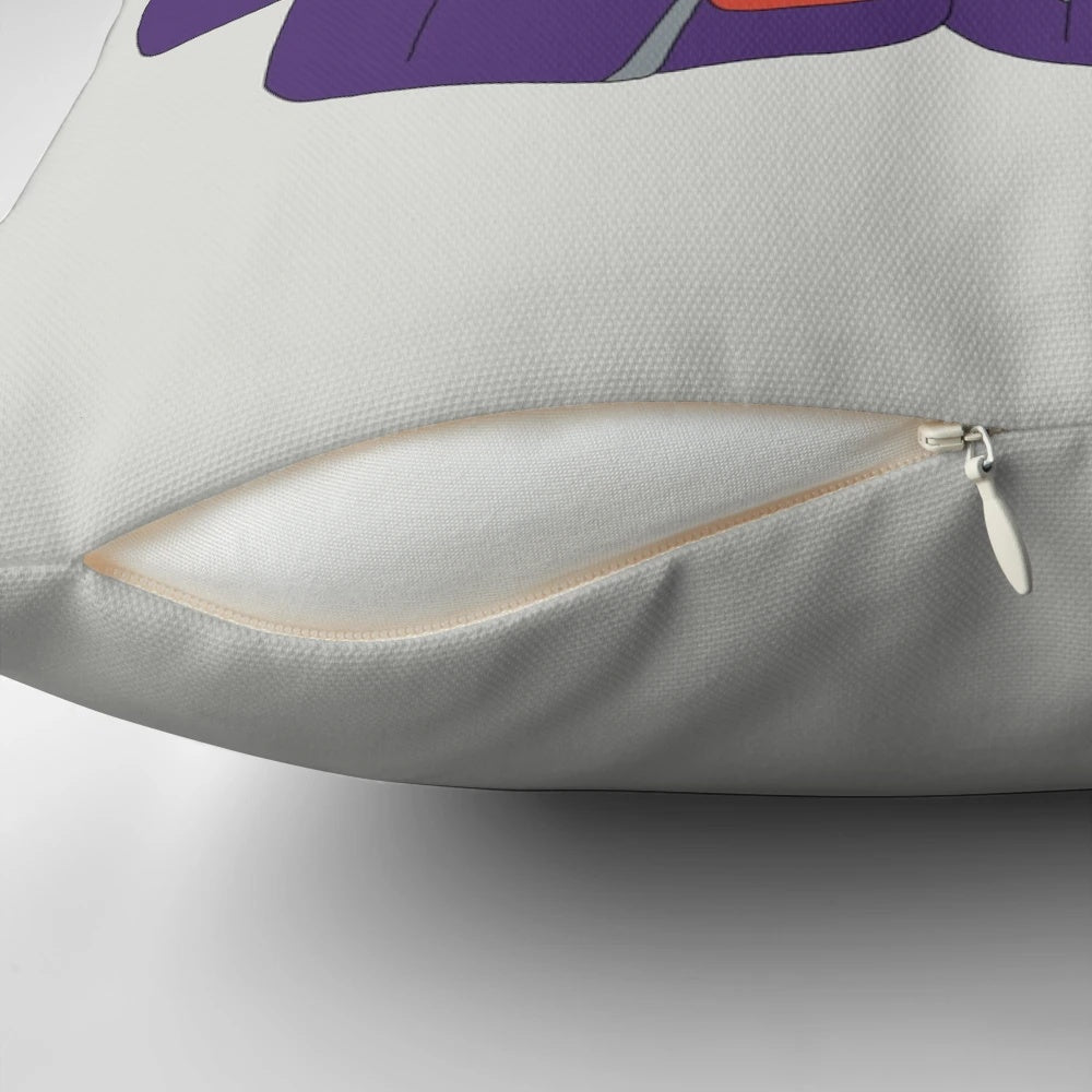 A cozy pillow featuring the iconic comedy characters from 'Come Fly With Me' and Martin Clunes, perfect for fans of British humor.