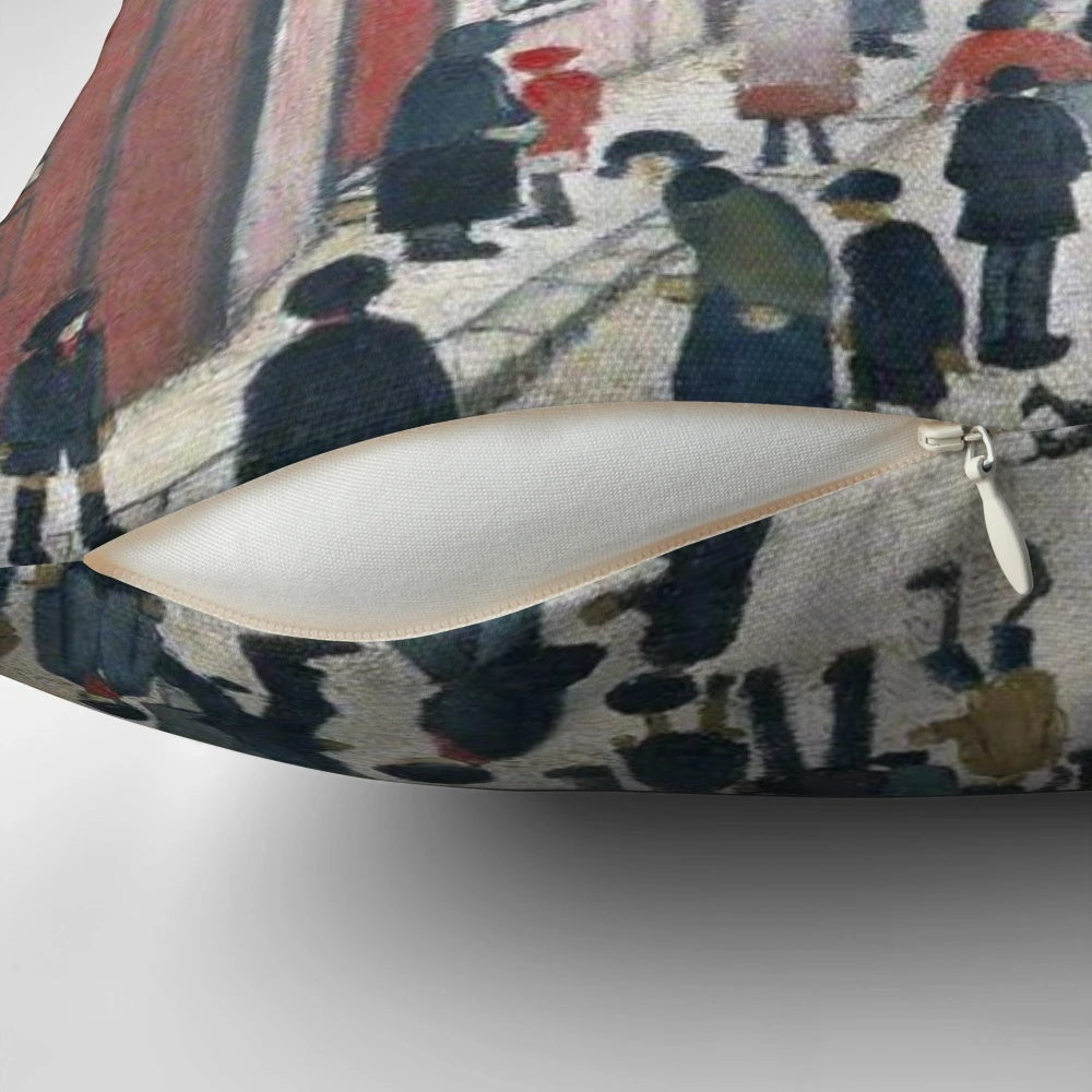 L.S. Lowry Pillow featuring the renowned artist's distinctive style and depictions of urban life