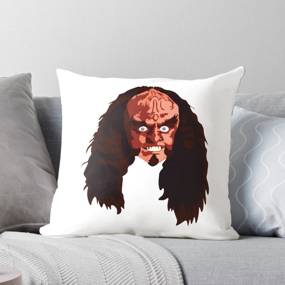 Gowron Pillow, featuring the iconic Klingon Chancellor with glowing eyes
