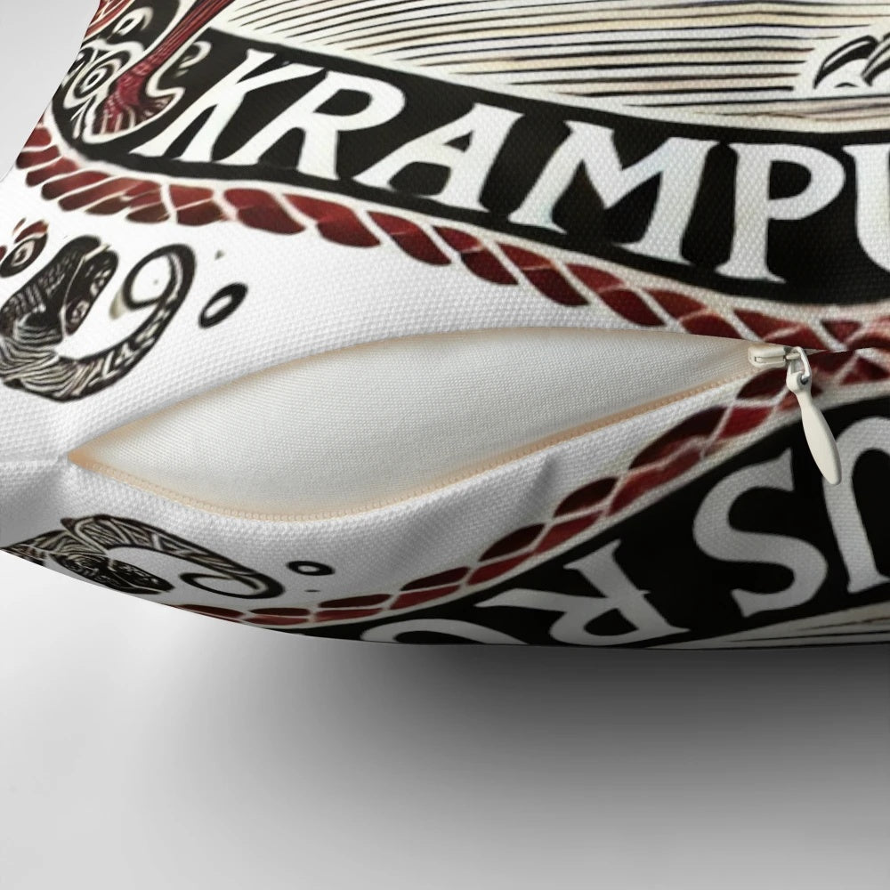 Krampus-themed throw pillow with folklore-inspired design