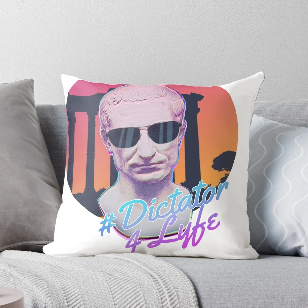 Dictator 4 Lyfe Pillow featuring ancient Roman imagery and typography