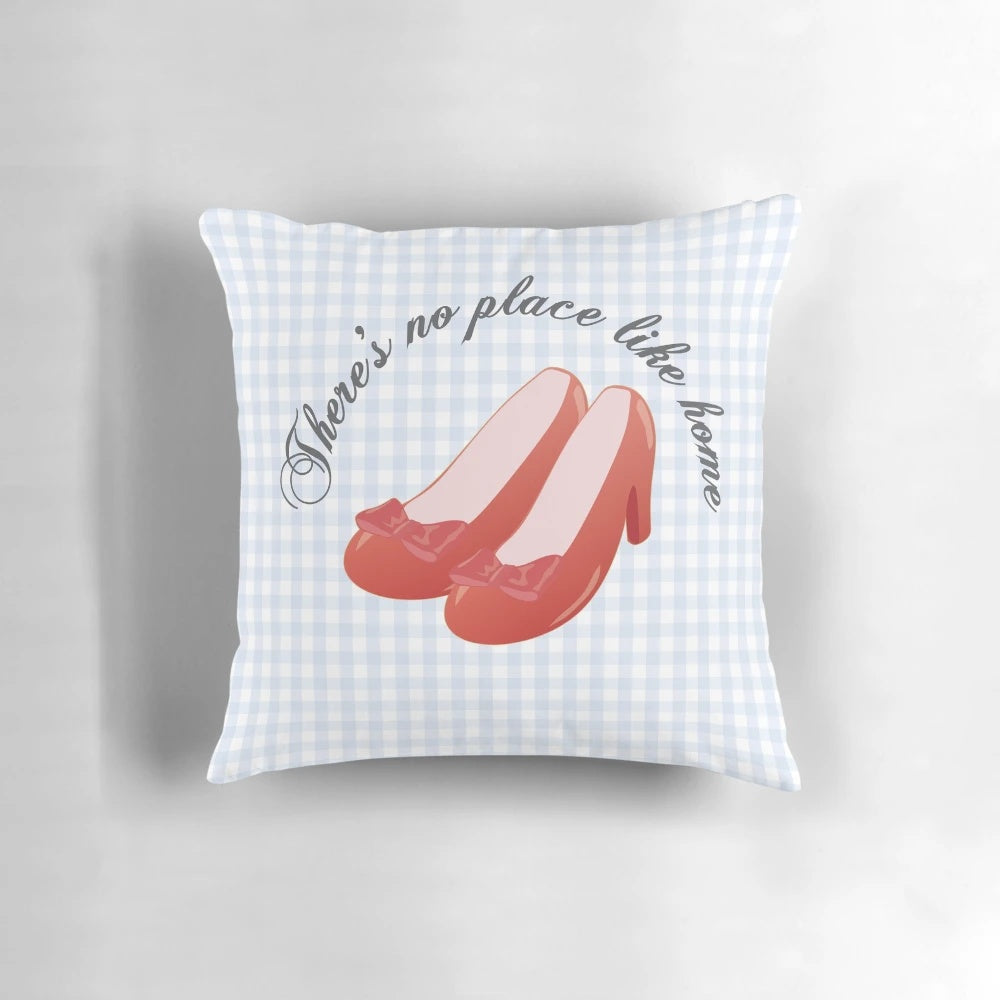 The Ruby Slippers Pillow, featuring the iconic Dorothy's ruby slippers from the Wizard of Oz