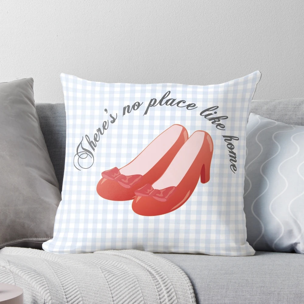 The Ruby Slippers Pillow, featuring the iconic Dorothy's ruby slippers from the Wizard of Oz