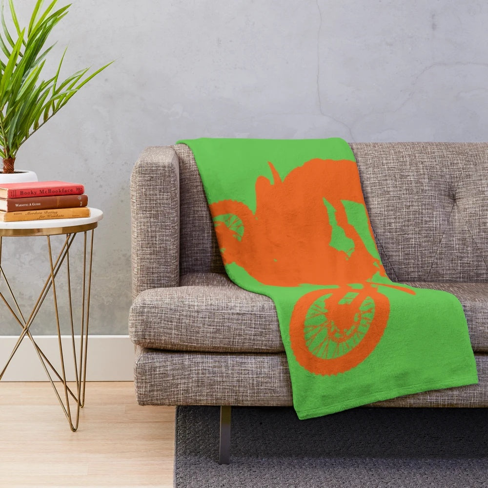 Motocross-inspired plush blanket for off-road enthusiasts