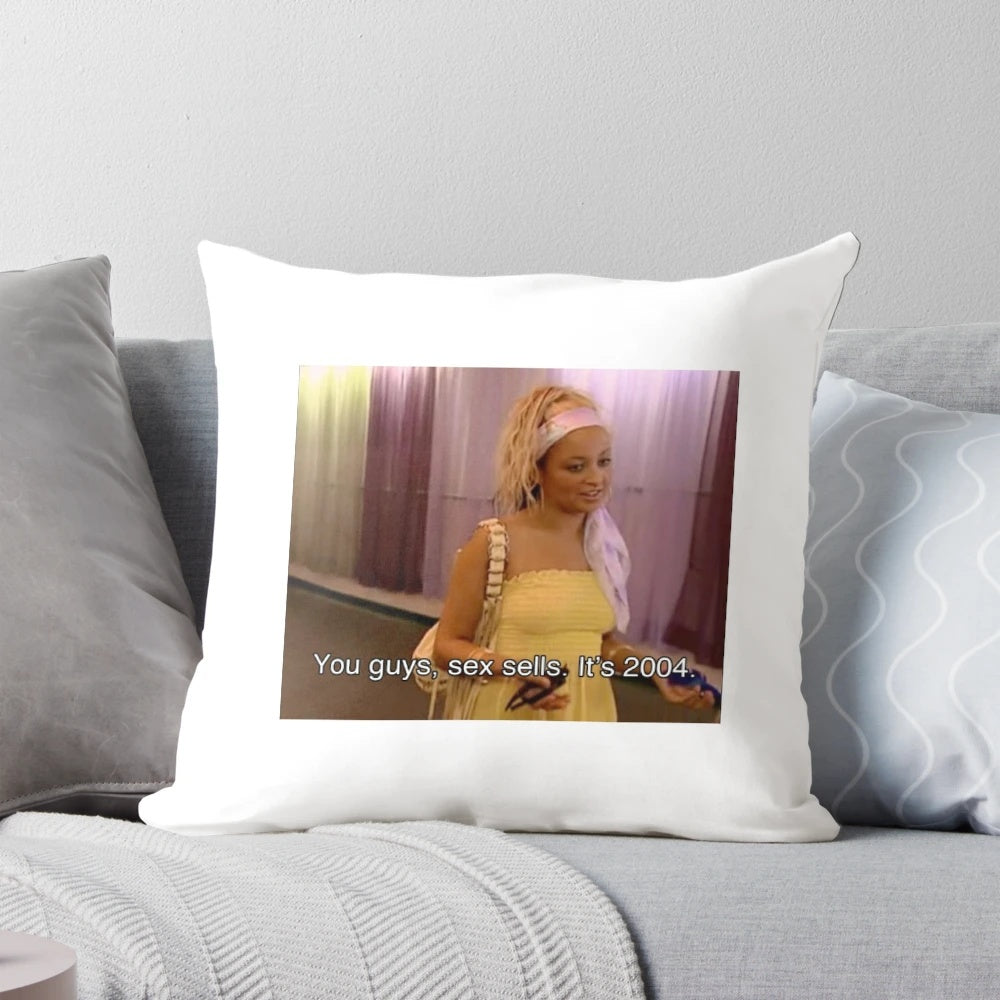 Nicole Richie "Sex Sells" pillow from "The Simple Life" 2000s pop culture decor