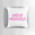 Pink bubble letter Pillow featuring the Oxford, Mississippi text