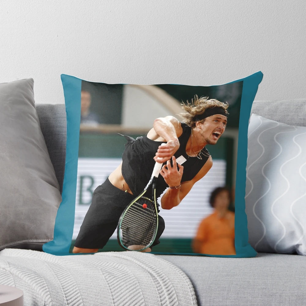 Alexander Zverev, the renowned tennis player, featured on a plush pillow