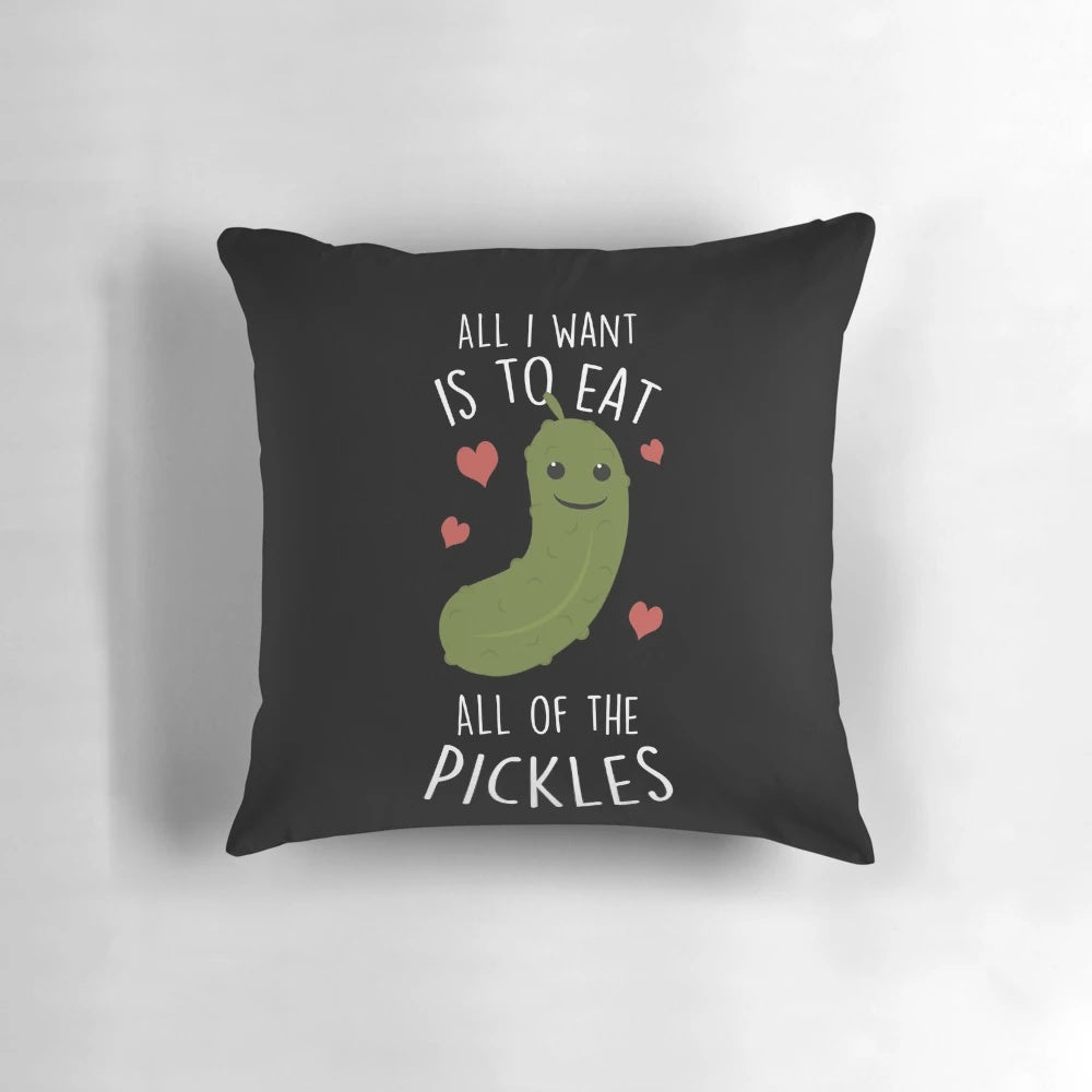 Decorative pillow featuring a playful pickle design for pickle enthusiasts