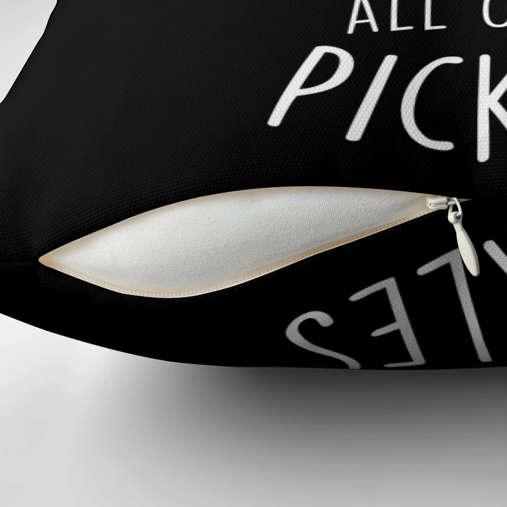 Decorative pillow featuring a playful pickle design for pickle enthusiasts