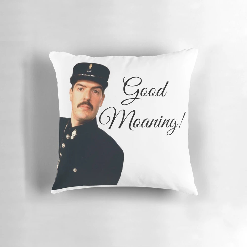 Officer Crabtree Pillow - Celebrate the iconic British sitcom 'Allo 'Allo with this unique home decor piece.