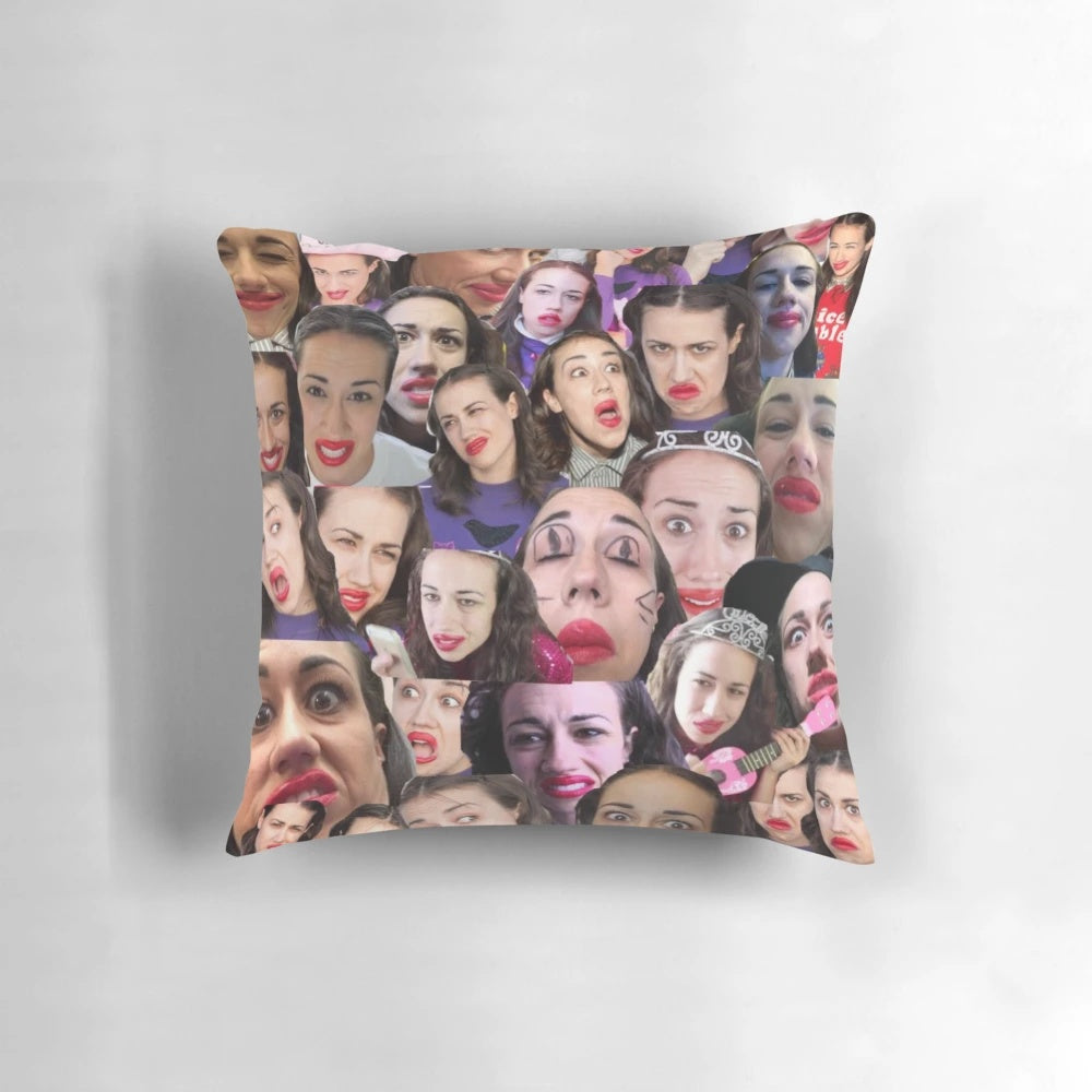 Vibrant collage pillow featuring the iconic YouTuber Miranda Sings