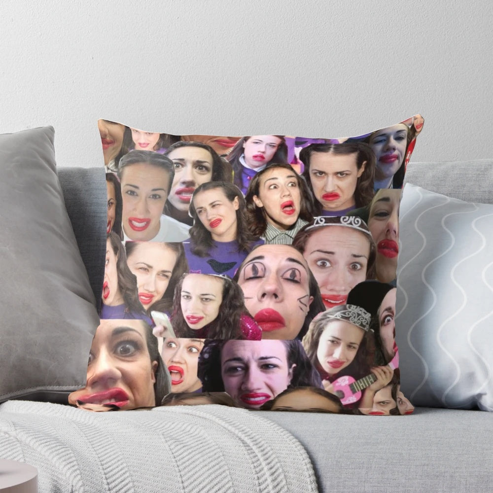 Vibrant collage pillow featuring the iconic YouTuber Miranda Sings