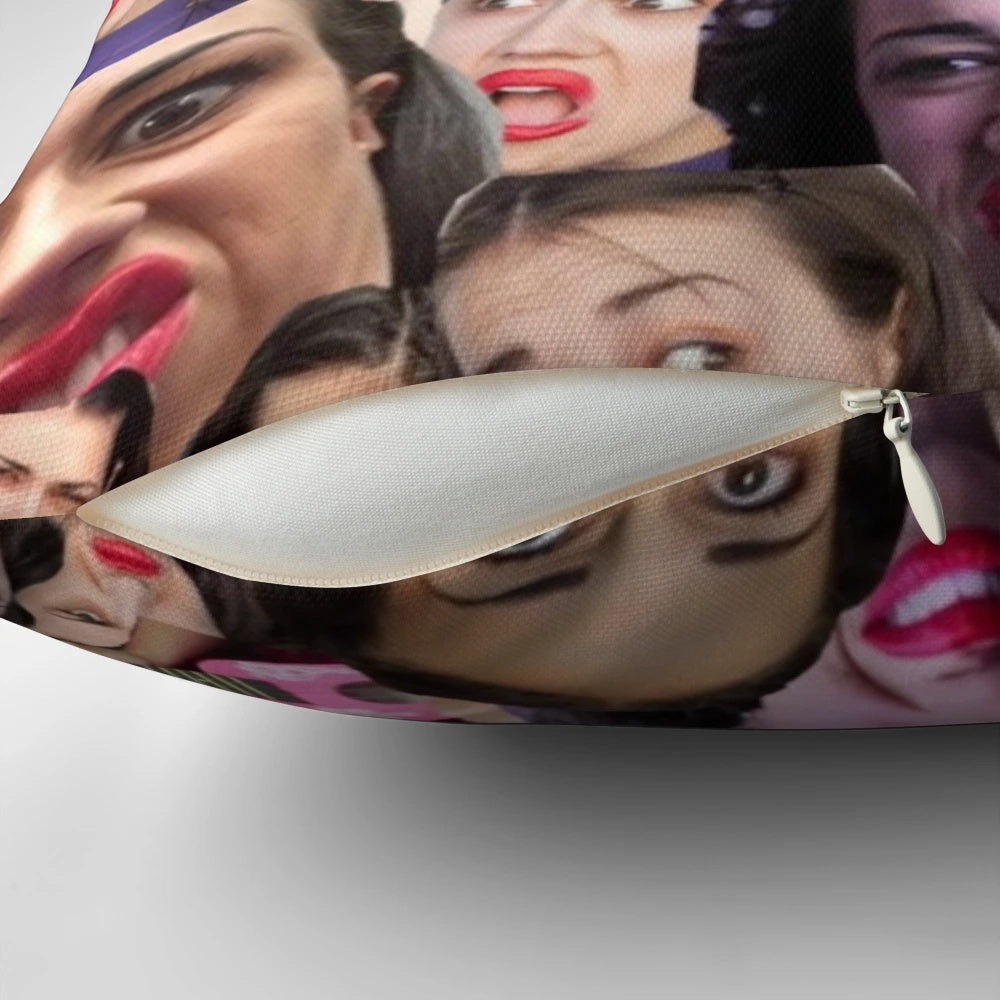 Vibrant collage pillow featuring the iconic YouTuber Miranda Sings
