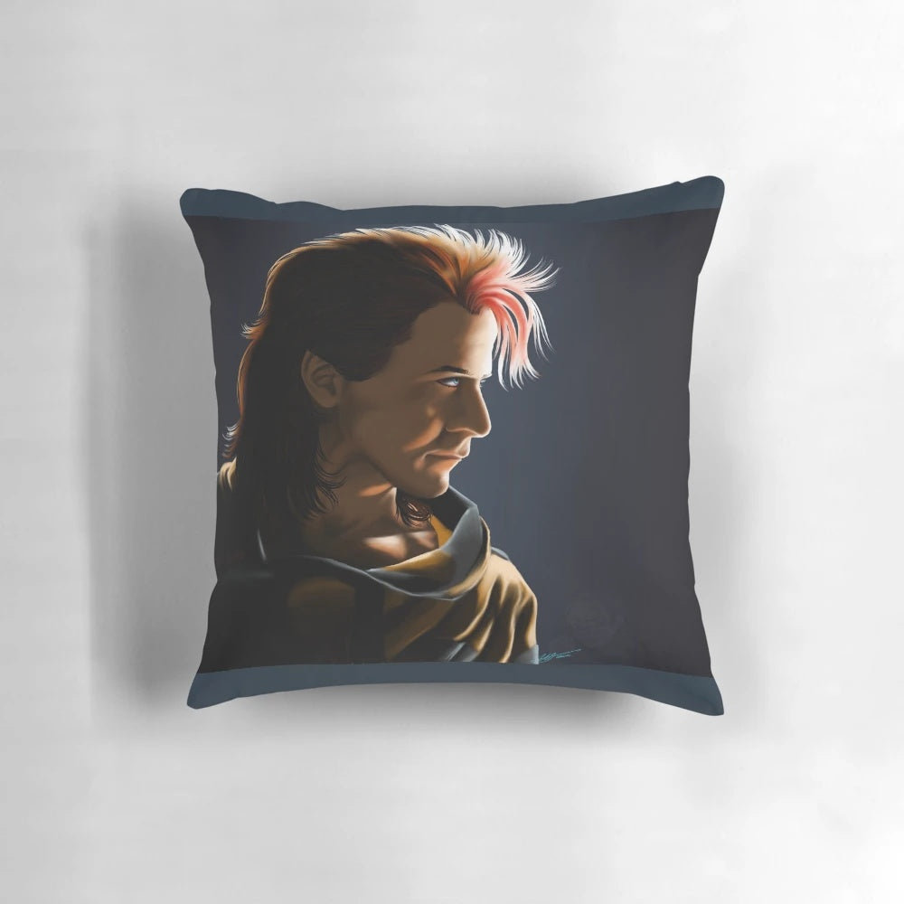 A unique and whimsical pillow featuring a strange, pensive animal design, perfect for adding a touch of 1980s charm to your space.