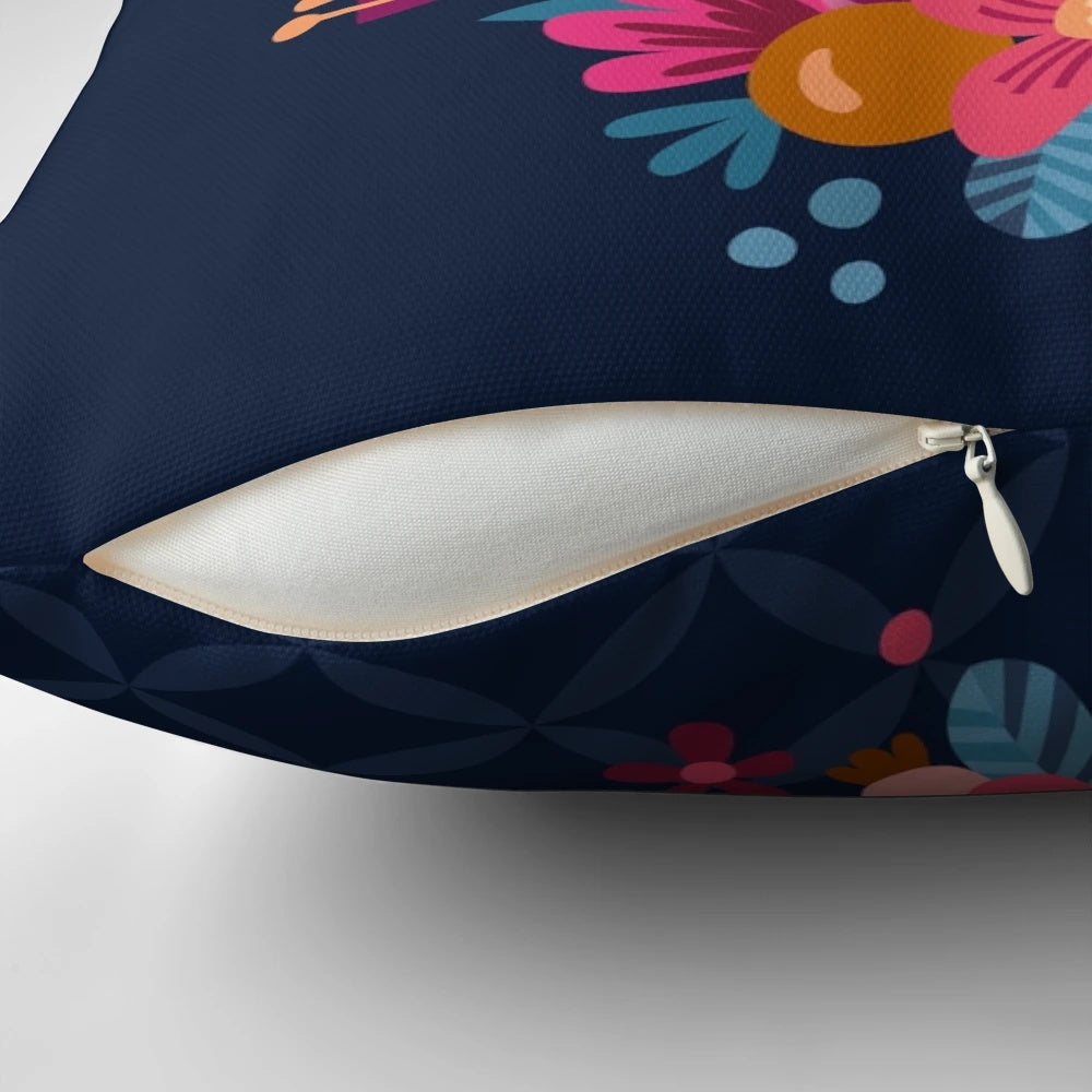 Vibrant hand of fatima pillow with floral and spiritual design elements