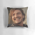 A Pillow featuring the Smiling Meme of Pedro Pascal and Nicolas Cage from the Movie "The Unbearable Weight of Massive Talent