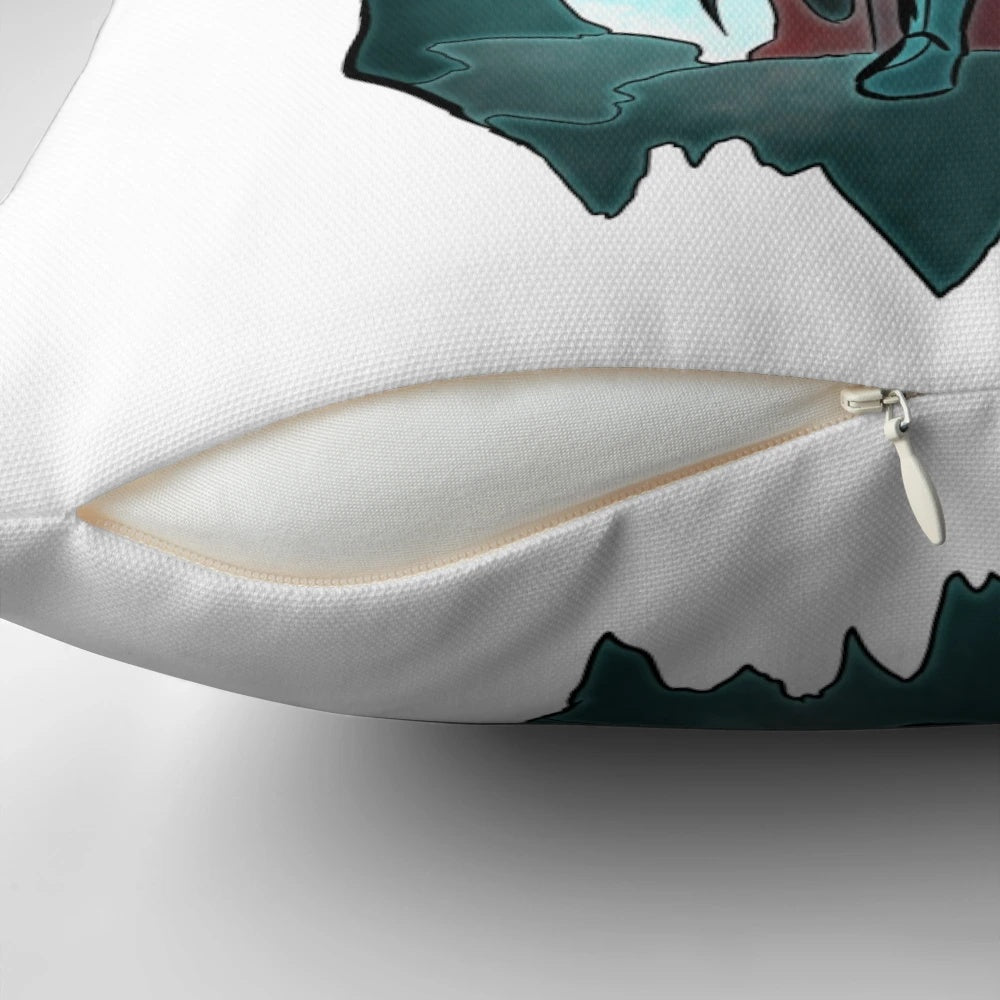 A decorative pillow featuring a vibrant stained glass design of Hades, the Greek god of the underworld.