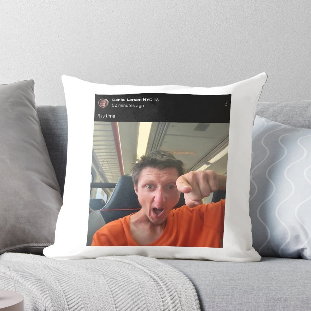 Daniel Larson Pillow, featuring a portrait of the beloved internet personality