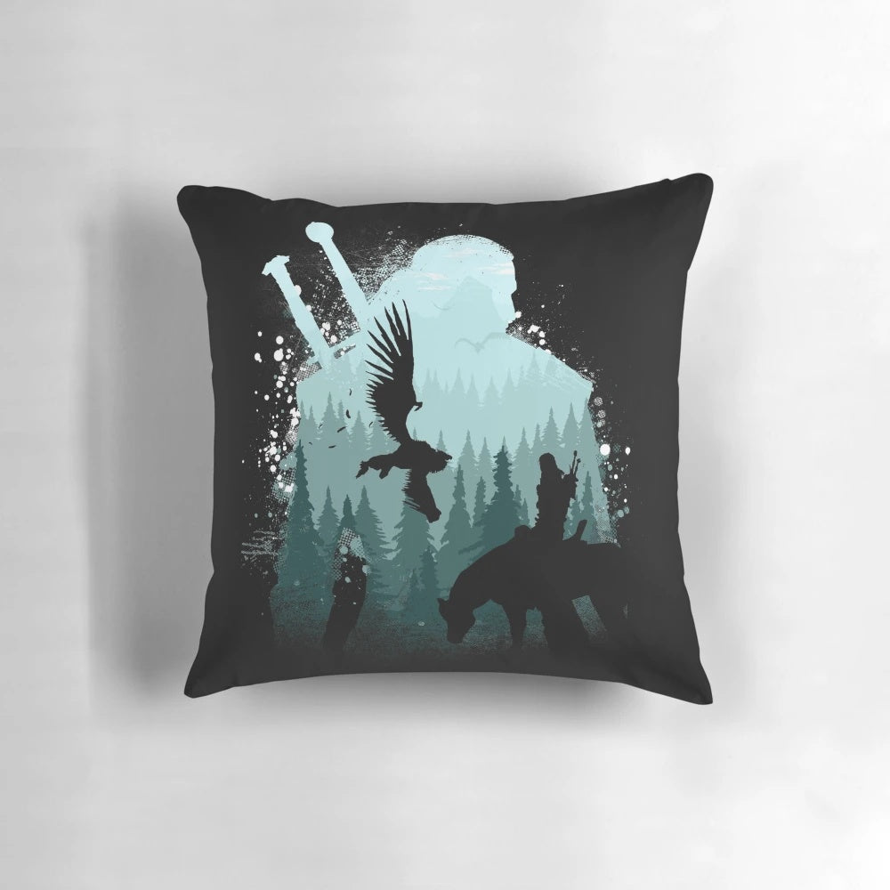 Pillow featuring Geralt of Rivia and the Wild Hunt from the Witcher video game series