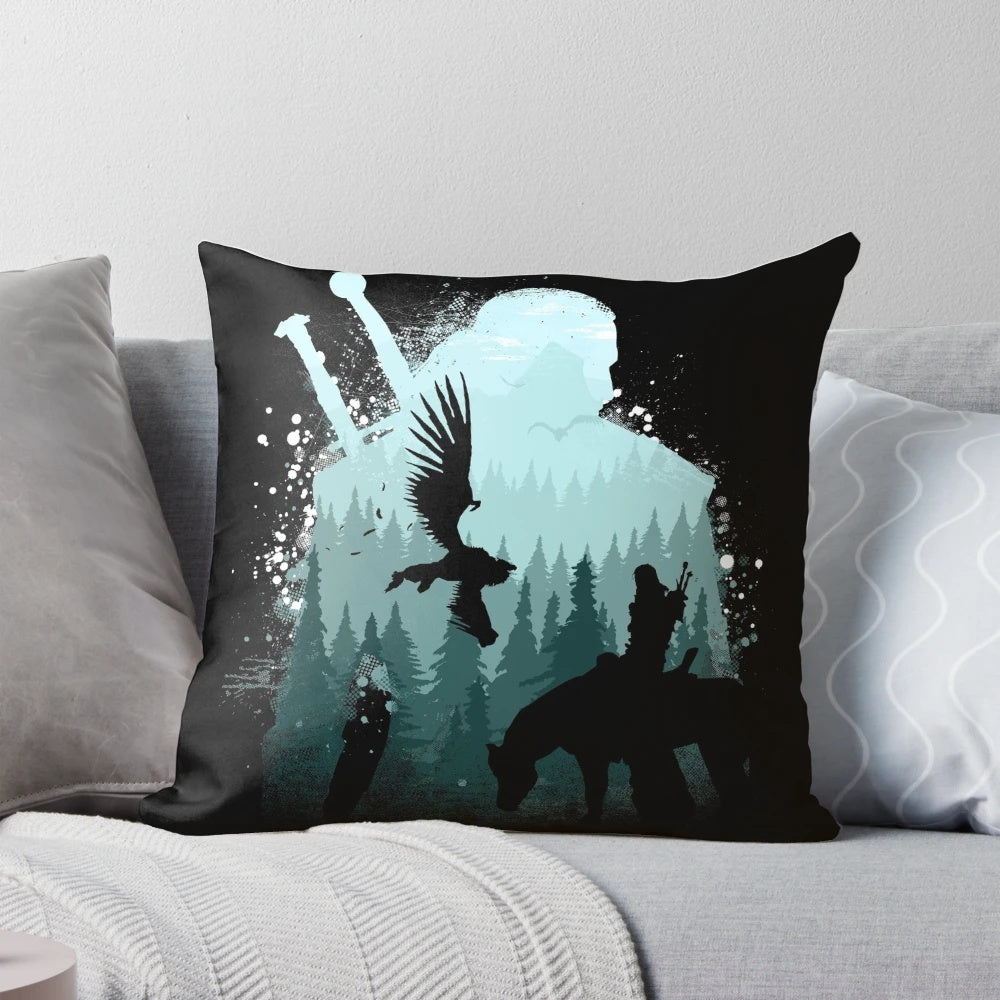 Pillow featuring Geralt of Rivia and the Wild Hunt from the Witcher video game series