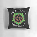Cozy and festive Yule pagan-themed pillow for the winter solstice