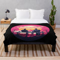 Synthwave Japanese Sunset Plush Blanket
