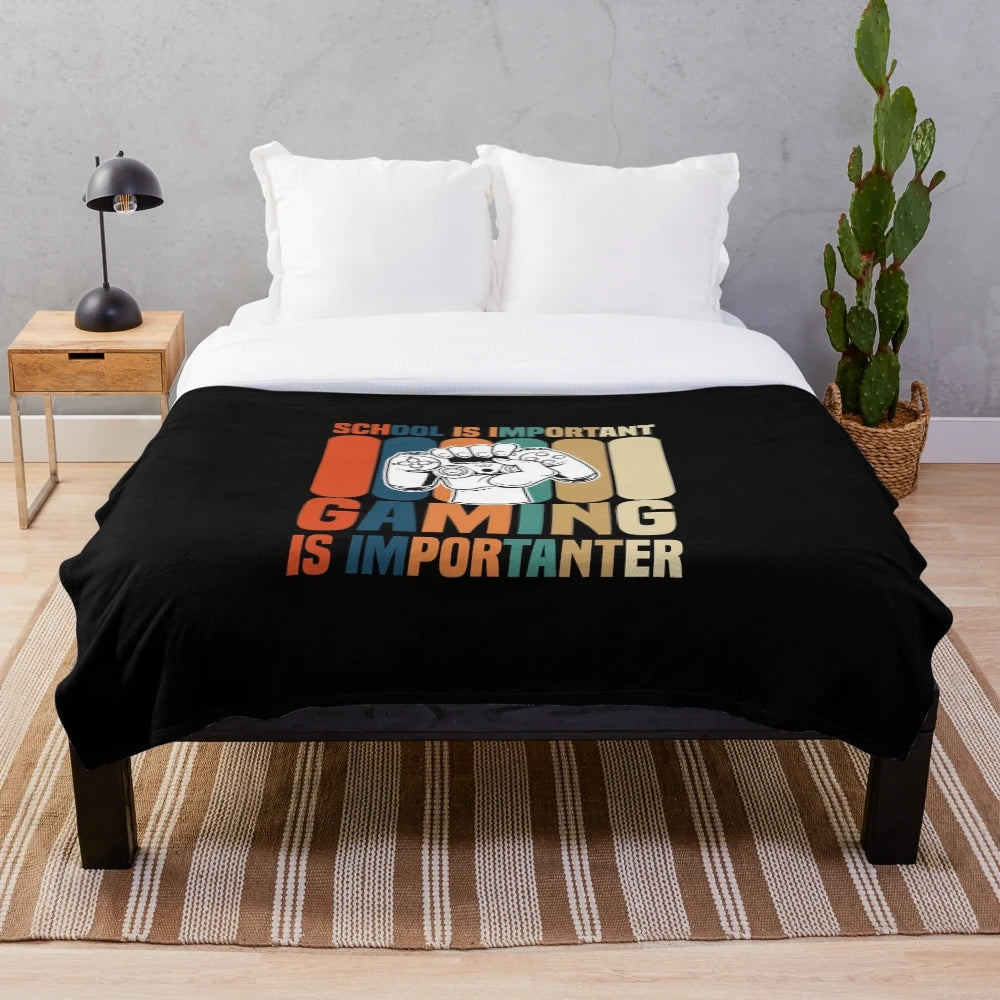 Gaming plush blanket featuring a fun and relatable gaming quote