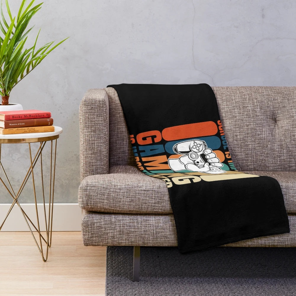 Gaming plush blanket featuring a fun and relatable gaming quote