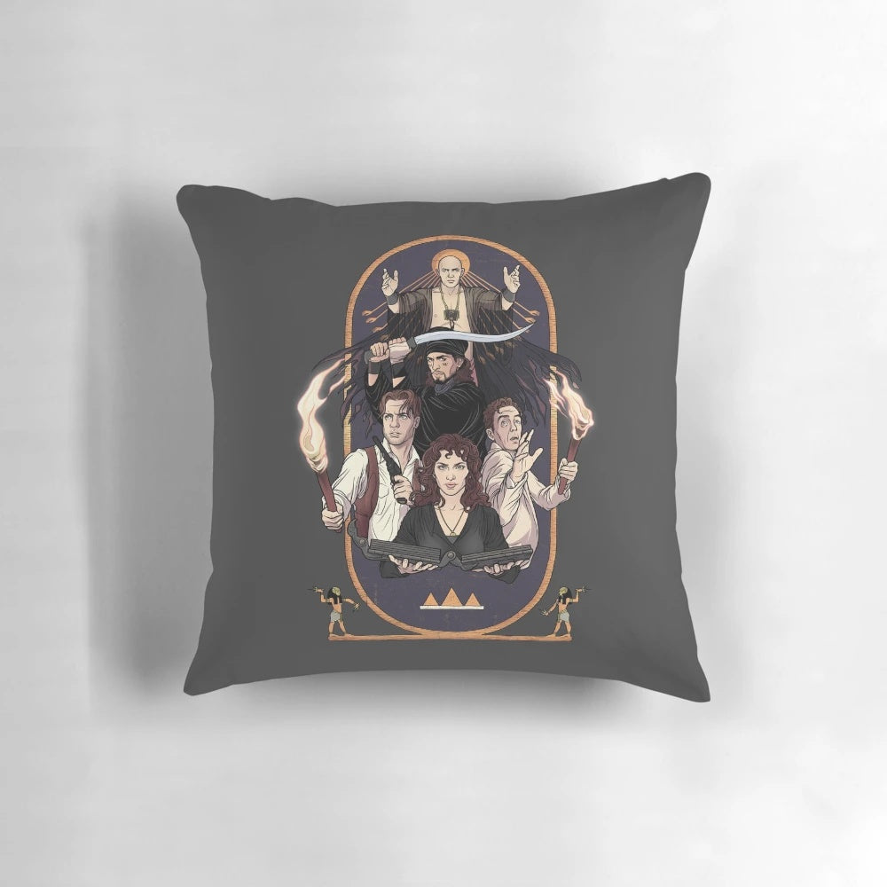Pillow featuring a quote from The Mummy movie, perfect for book lovers and reading enthusiasts.