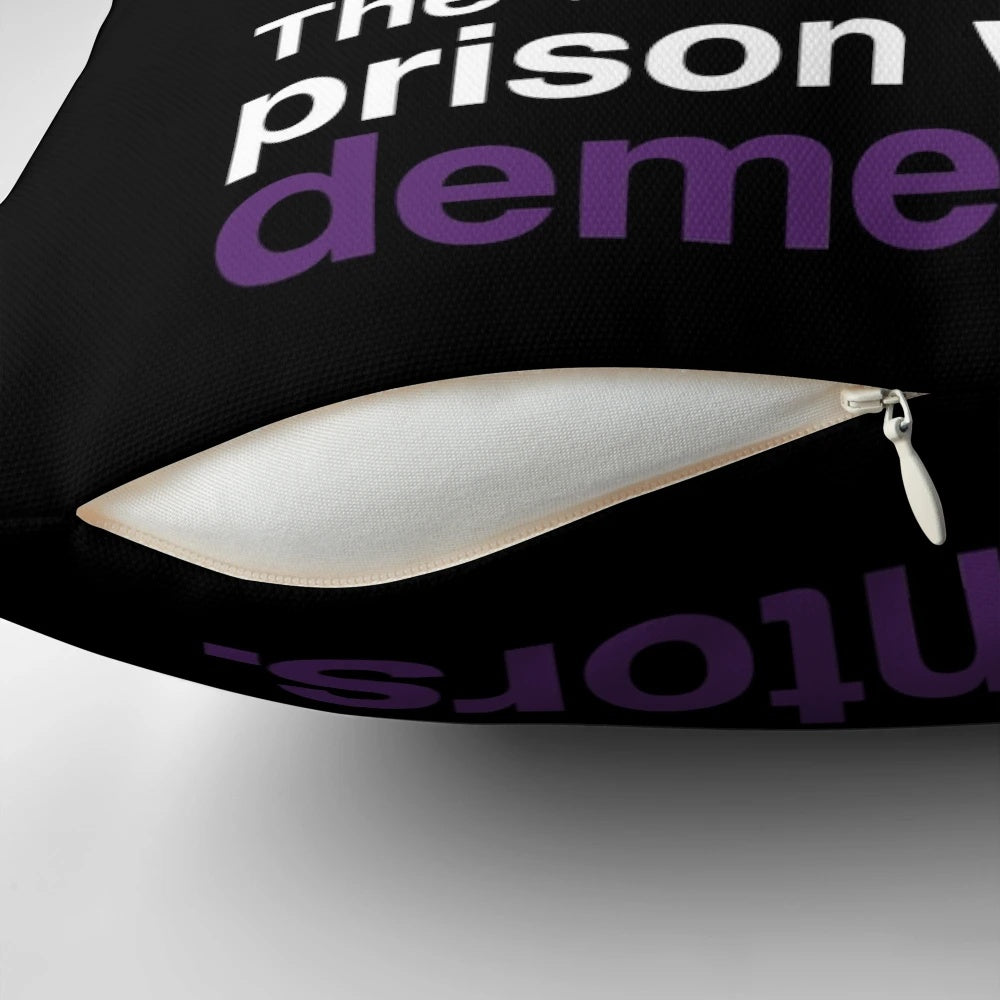 A soft, plush pillow featuring the iconic character Prison Mike from the hit TV show The Office.
