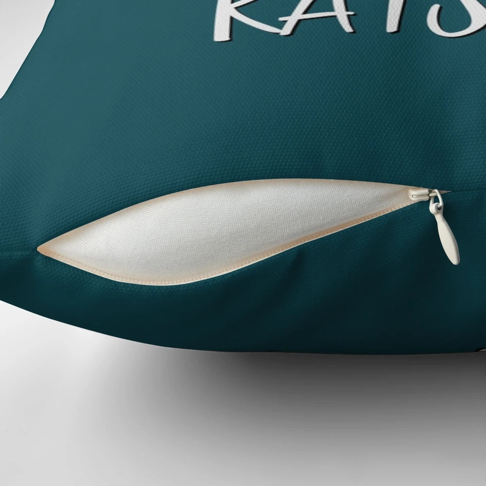 A cozy pillow featuring the text "I Just Really Like Rats, Ok?" with a fun and playful rat design.