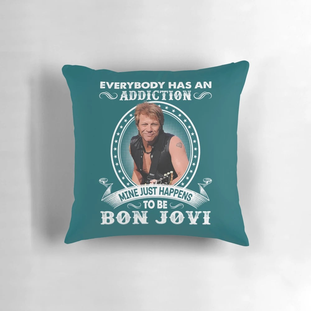 A stylish "Jovi Rock" addiction-themed pillow featuring a quirky design inspired by the movie "Everything Everywhere All at Once".