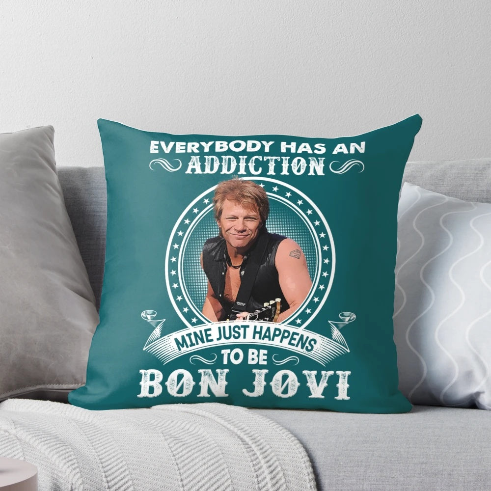 A stylish "Jovi Rock" addiction-themed pillow featuring a quirky design inspired by the movie "Everything Everywhere All at Once".