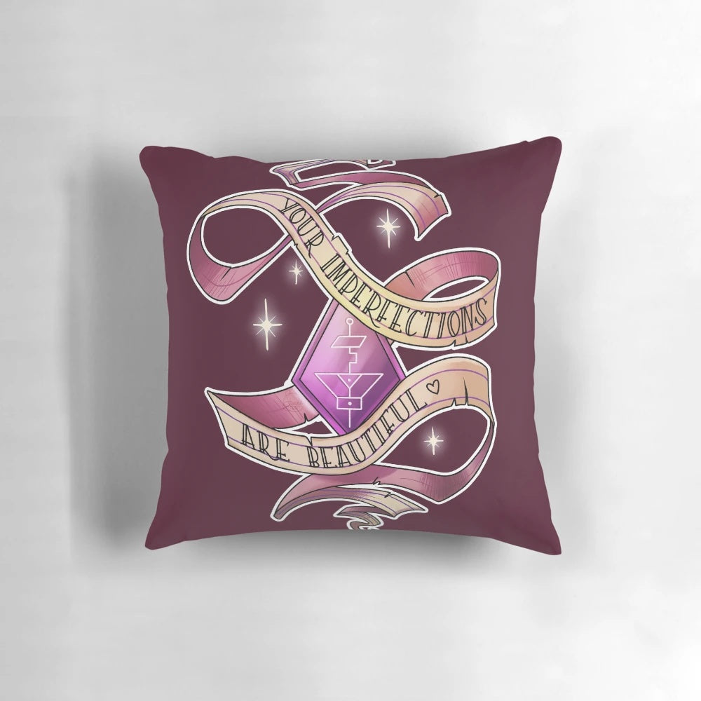 Your Imperfections Are Beautiful" Pillow featuring the character Entrapta from the She-Ra Netflix series