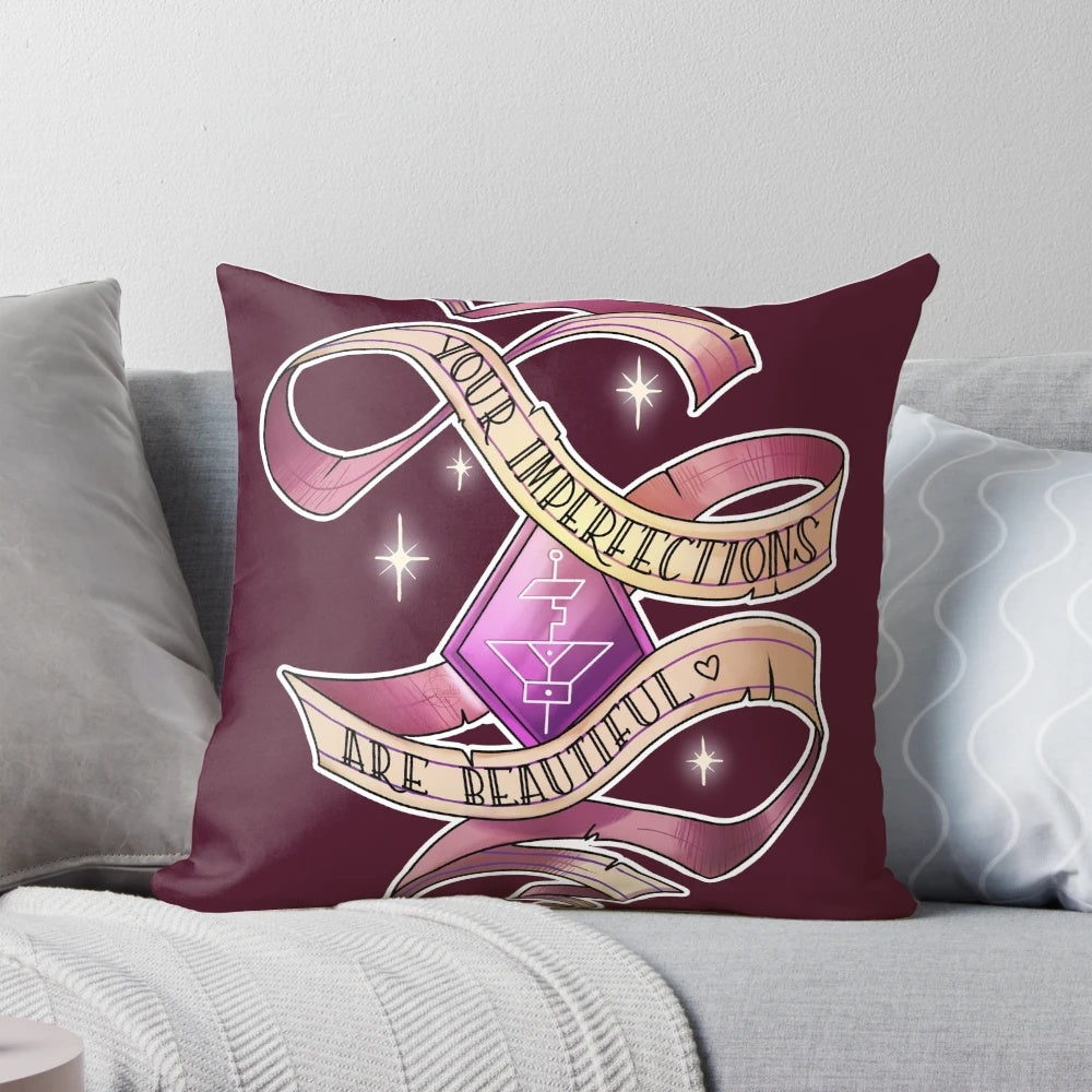 Your Imperfections Are Beautiful" Pillow featuring the character Entrapta from the She-Ra Netflix series