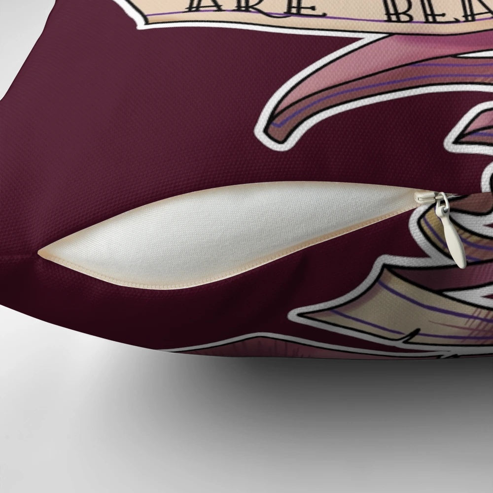 Your Imperfections Are Beautiful" Pillow featuring the character Entrapta from the She-Ra Netflix series