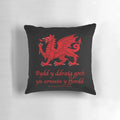 Vibrant red dragon design on a pillow, symbolizing the proud Welsh heritage.