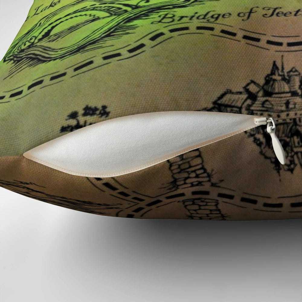 Emerald City-inspired pillow featuring characters from the Broadway musical Wicked