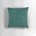 Emerald green and gold geometric pattern pillow with gold shimmer