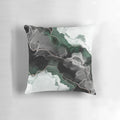 Emerald green and rose gold glitter throw pillow with a modern, abstract design