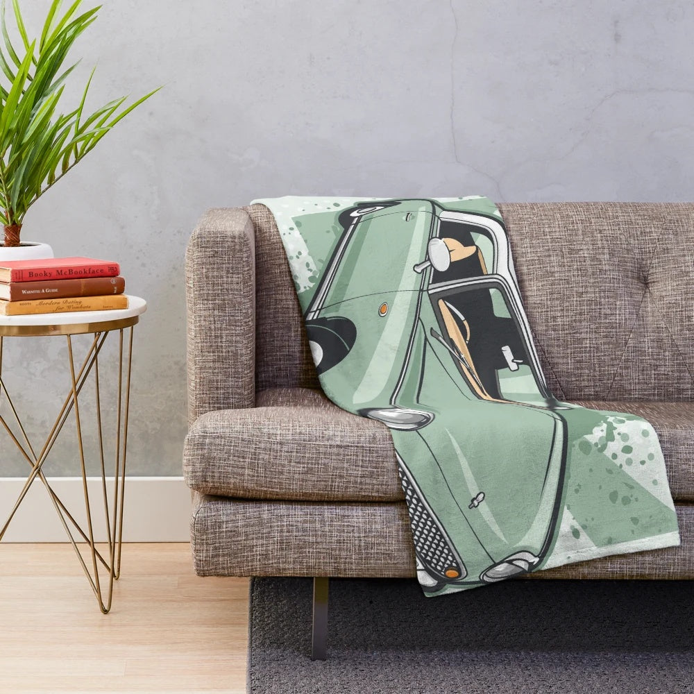 Emerald Green Nissan Figaro Inspired Plush Blanket