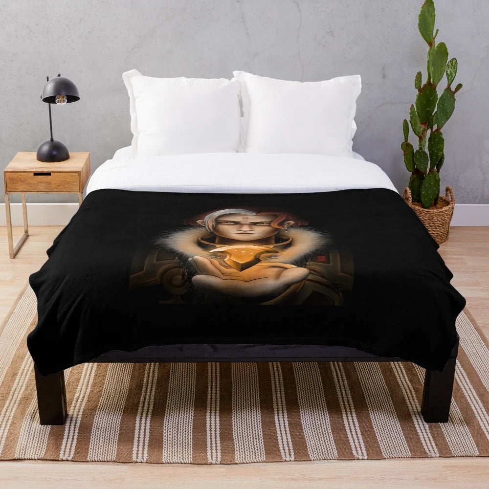 Emet-Selch and Azem inspired FFXIV plush blanket with sun motif