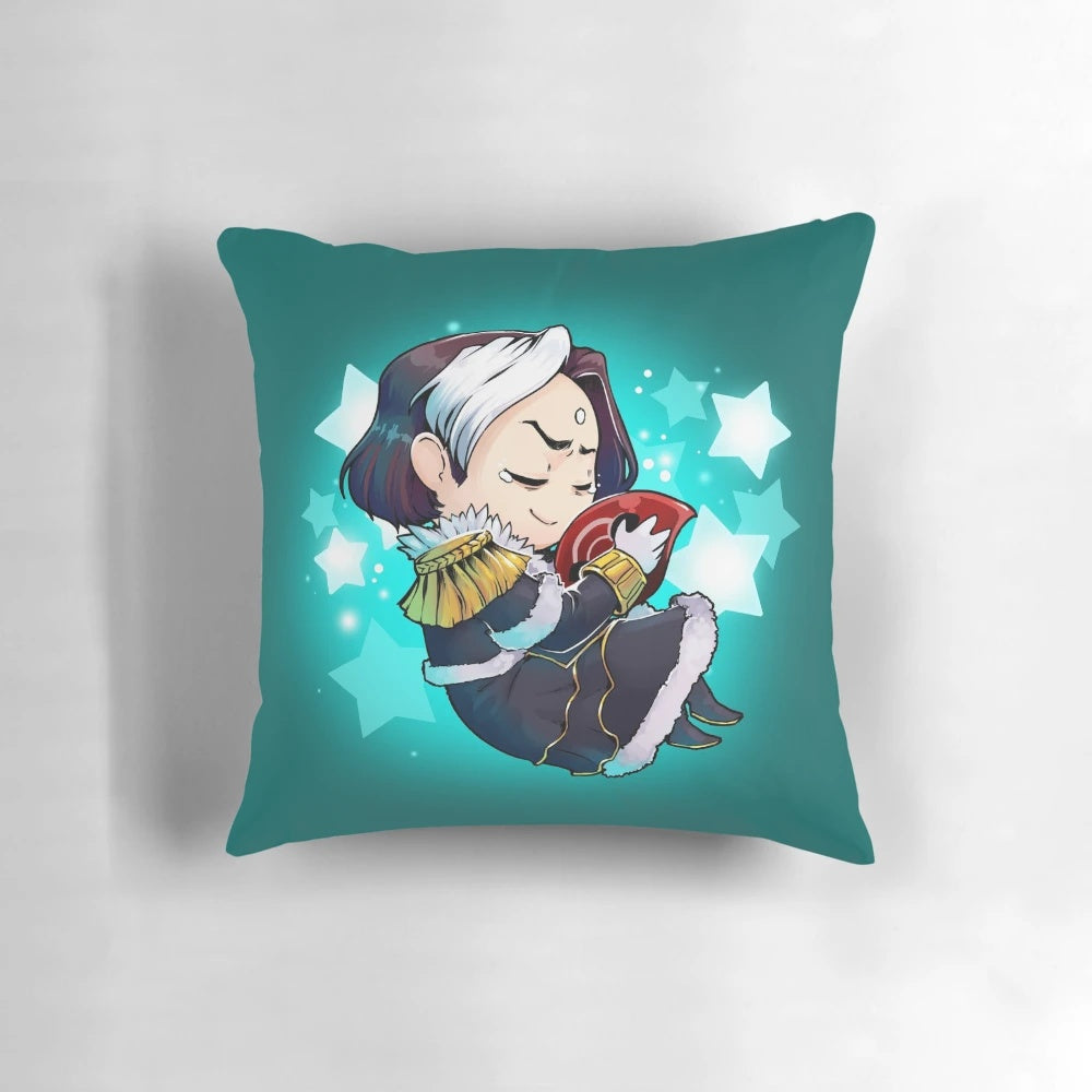 Plush and cozy decorative pillow featuring the character Emet Selch from the popular video game Final Fantasy 14.