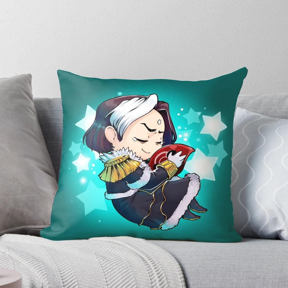 Plush and cozy decorative pillow featuring the character Emet Selch from the popular video game Final Fantasy 14.