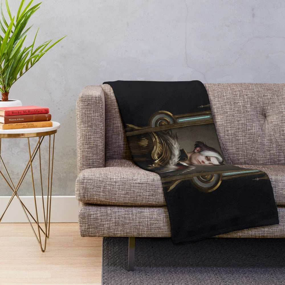 Emet-Selch inspired plush blanket featuring a portrait of the Ascian Emperor