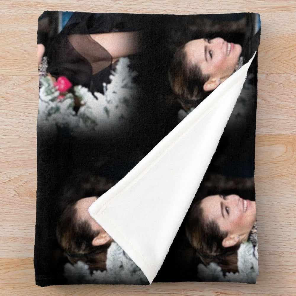 Emilia Clarke inspired plush blanket with a cozy and soft portrait design