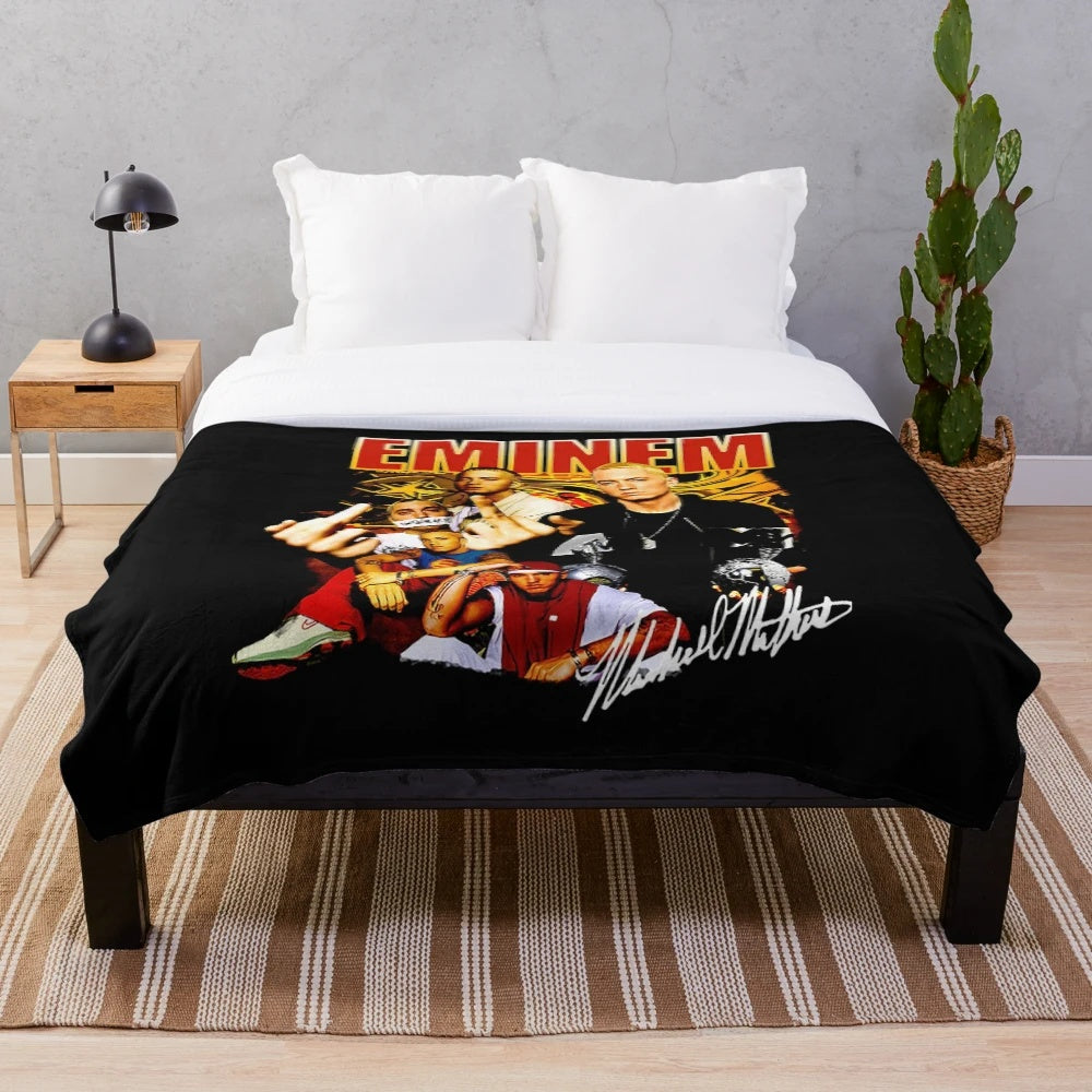Vintage Eminem-inspired plush blanket with classic album artwork